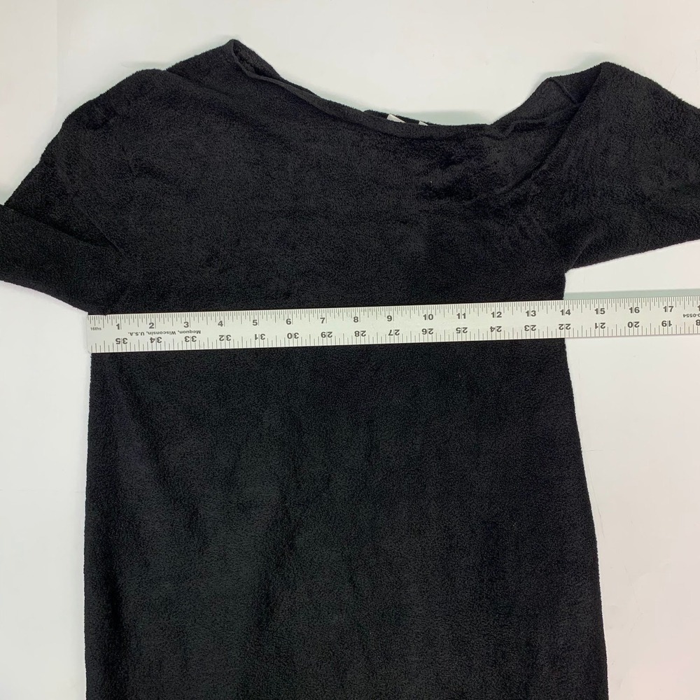 Helmut Lang Black Terrycloth Asymmetrical Neck Long Sleeve Midi Dress Size S - Picture 10 of 14